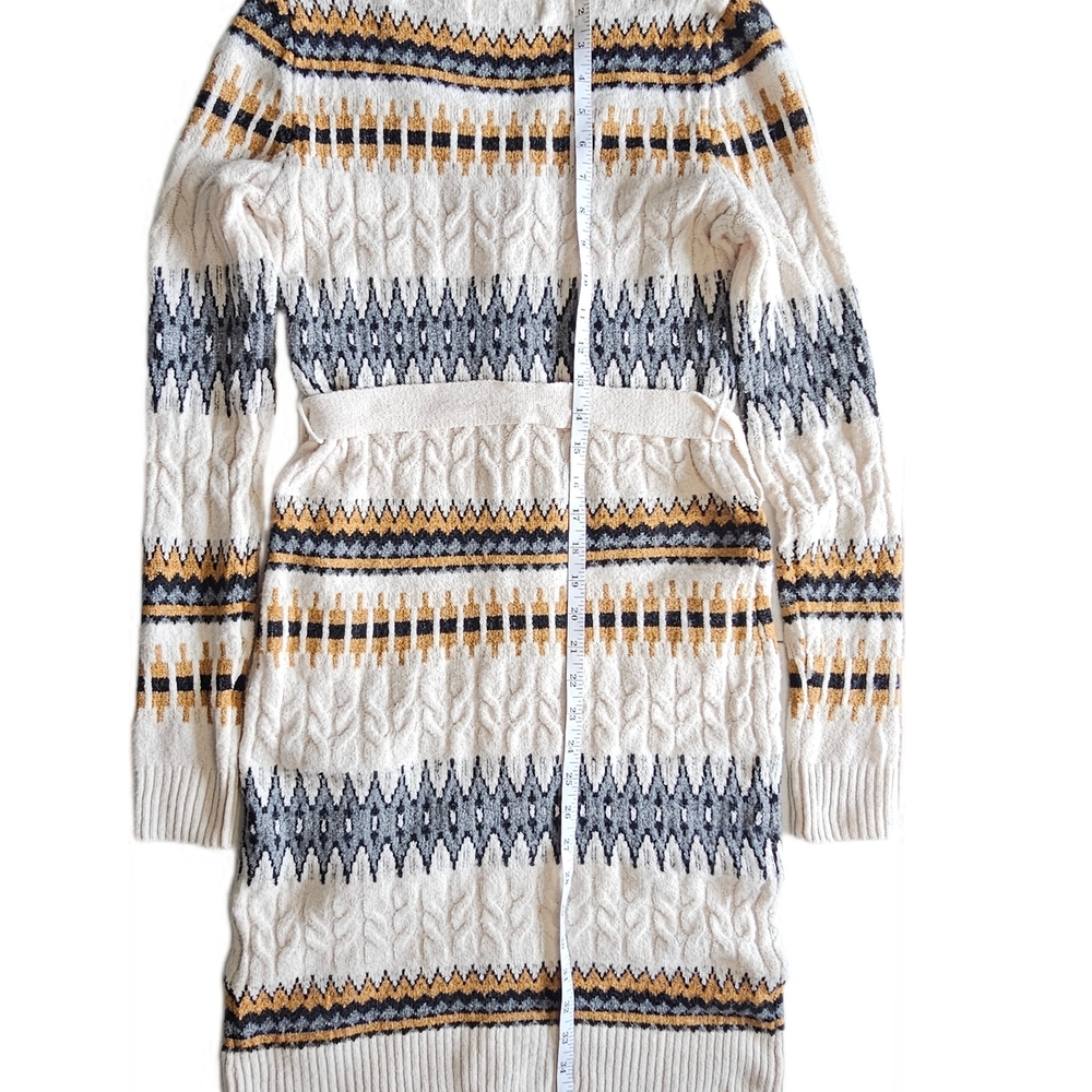 Lucky Brand Fair Isle Cardigan Knit Sweater Dress Aztec Geomteric Patterned - Picture 15 of 16